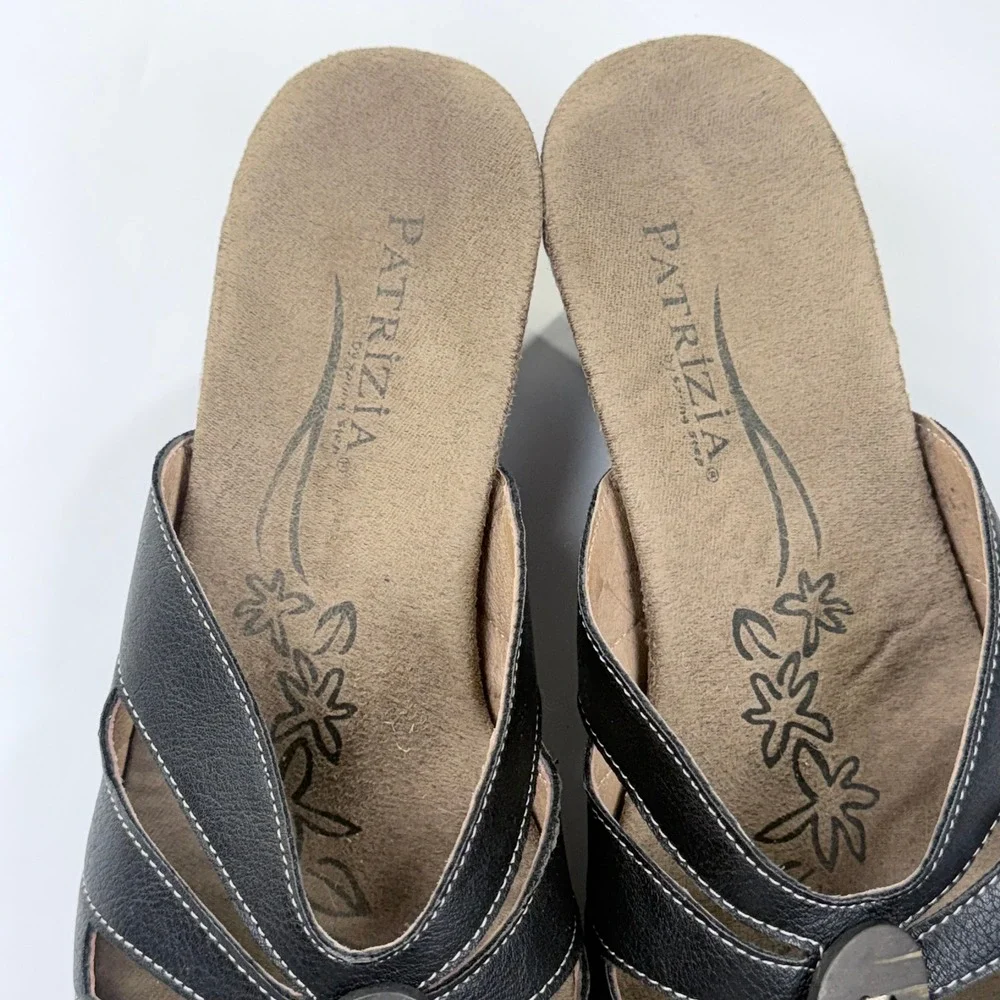 Patrizia by Spring Step Sandal Womens 41/9.5-10 Black Wedge Slide Button Comfort